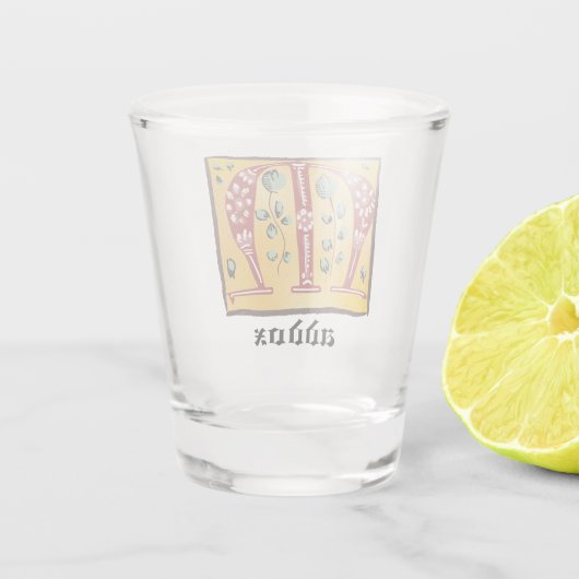 Medieval Floral Illuminated Letter M Monogram Shot Glas (Achterkant)