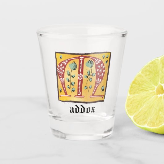 Medieval Floral Illuminated Letter M Monogram Shot Glas (Voorkant)