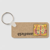 Medieval Floral Illuminated Letter M Monogram Sleutelhanger (Achterkant)