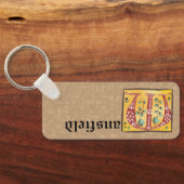 Medieval Floral Illuminated Letter M Monogram Sleutelhanger (Achterkant)