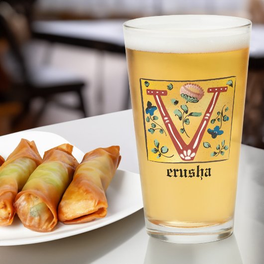 Medieval Floral Illuminated Letter/Monogram Glas