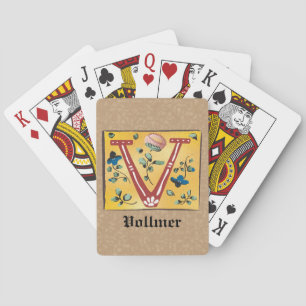 Medieval Floral Illuminated Letter/Monogram Pokerkaarten