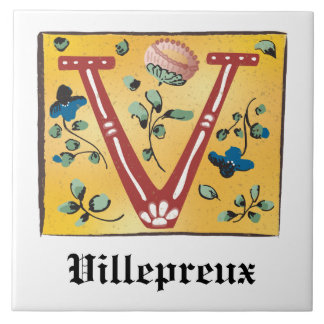 Medieval Floral Illuminated Letter/Monogram Tegeltje