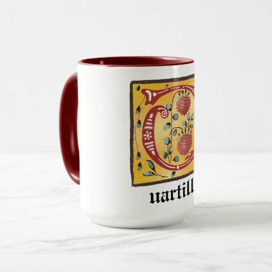 Medieval Floral Illuminated Letter Q Monogram Mok (Voorkant links)