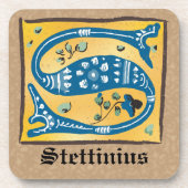 Medieval Floral Illuminated Letter S Monogram Bier Onderzetter (Voorkant)