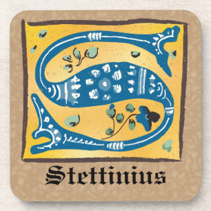 Medieval Floral Illuminated Letter S Monogram Bier Onderzetter