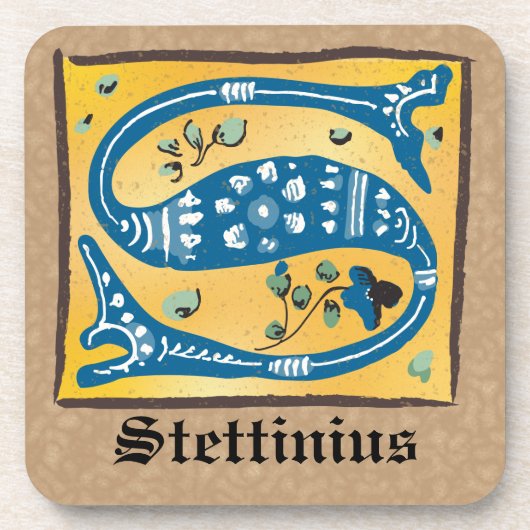 Medieval Floral Illuminated Letter S Monogram Bier Onderzetter (Voorkant)