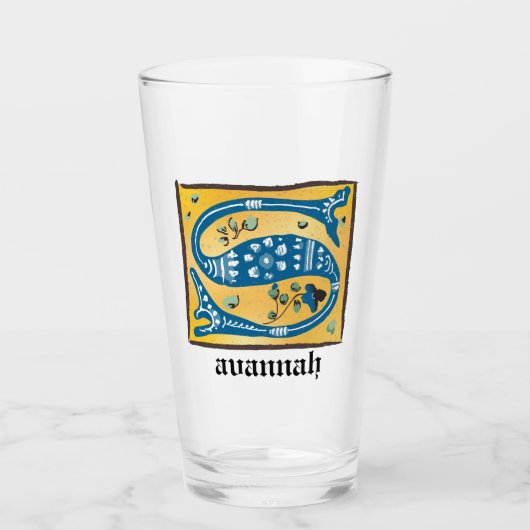 Medieval Floral Illuminated Letter S Monogram Glas (Voorkant)