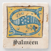 Medieval Floral Illuminated Letter S Monogram Stenen Onderzetter (Voorkant)