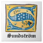 Medieval Floral Illuminated Letter S Monogram Tegeltje (Voorkant)