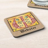 Medieval Floral Illuminated Letter W Monogram Bier Onderzetter (Linkerzijde)