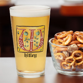 Medieval Floral Illuminated Letter W Monogram Glas