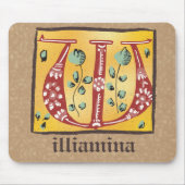 Medieval Floral Illuminated Letter W Monogram Muismat (Voorkant)