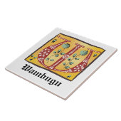 Medieval Floral Illuminated Letter W Monogram Tegeltje (Zijkant)