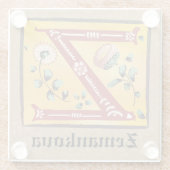 Medieval Floral Illuminated Letter Z Monogram Glazen Onderzetter (Achterkant)
