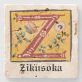 Medieval Floral Illuminated Letter Z Monogram Stenen Onderzetter (Voorkant)