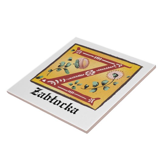 Medieval Floral Illuminated Letter Z Monogram Tegeltje (Zijkant)