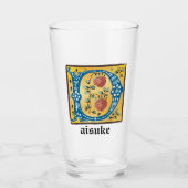 Medieval Floral, verlicht Letter D Monogram Glas (Voorkant)