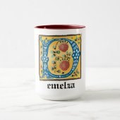 Medieval Floral, verlicht Letter D Monogram Mok (Midden)