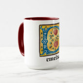 Medieval Floral, verlicht Letter D Monogram Mok (Voorkant links)