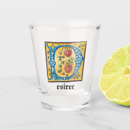 Medieval Floral, verlicht Letter D Monogram Shot Glas