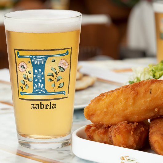 Medieval Floral, verlicht Letter I Monogram Glas