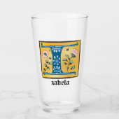 Medieval Floral, verlicht Letter I Monogram Glas (Voorkant)