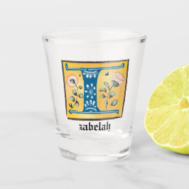 Medieval Floral, verlicht Letter I Monogram Shot Glas