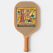 Medieval Floral, verlicht, letter K Monogram Pickleball Paddle (Achterkant)