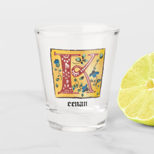 Medieval Floral, verlicht, letter K Monogram Shot Glas