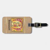 Medieval Floral, verlicht, letter N Monogram Bagagelabel (Voorkant horizontaal)