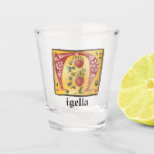 Medieval Floral, verlicht, letter N Monogram Shot Glas (Voorkant)