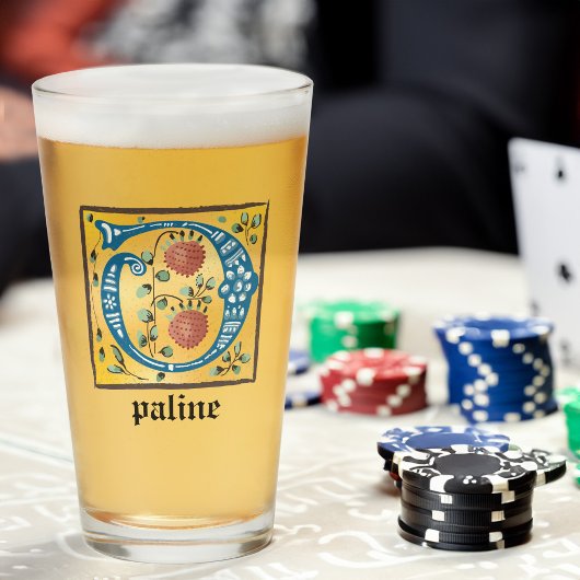 Medieval Floral, verlicht, letter o Monogram Glas