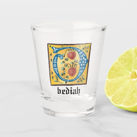 Medieval Floral, verlicht, letter o Monogram Shot Glas (Voorkant)