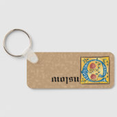 Medieval Floral, verlicht, letter o Monogram Sleutelhanger (Achterkant)