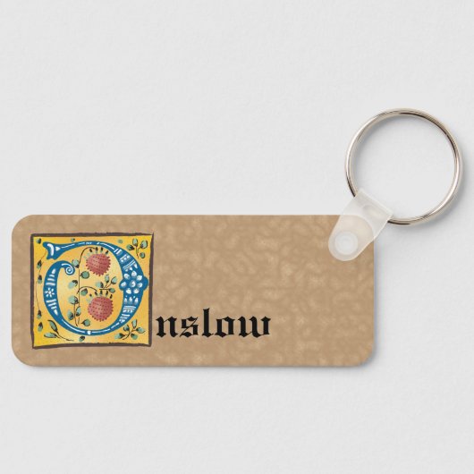 Medieval Floral, verlicht, letter o Monogram Sleutelhanger (Voorkant)