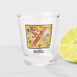 Medieval Floral, verlicht, letter Y Monogram Shot Glas