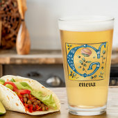 Medieval Floral, verlicht met letter G Monogram Glas