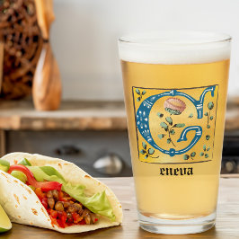 Medieval Floral, verlicht met letter G Monogram Glas