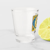 Medieval Floral, verlicht met letter G Monogram Shot Glas (Links)