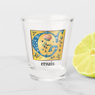 Medieval Floral, verlicht met letter G Monogram Shot Glas