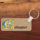 Medieval Floral, verlicht met letter G Monogram Sleutelhanger (Voorkant)