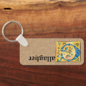 Medieval Floral, verlicht met letter G Monogram Sleutelhanger (Achterkant)