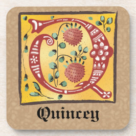 Medieval Floral verlichte letter Q Monogram Bier Onderzetter