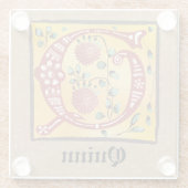 Medieval Floral verlichte letter Q Monogram Glazen Onderzetter (Achterkant)