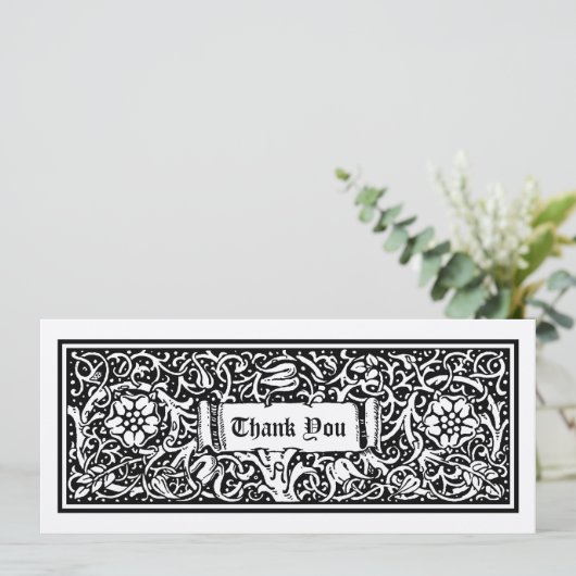 Medieval Floral Vine Hartelijk dank Sjabloon (Staand voorkant)