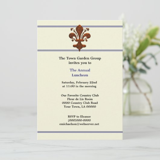 Medieval Florence Style Fleur de Lis Event Kaart (Staand voorkant)