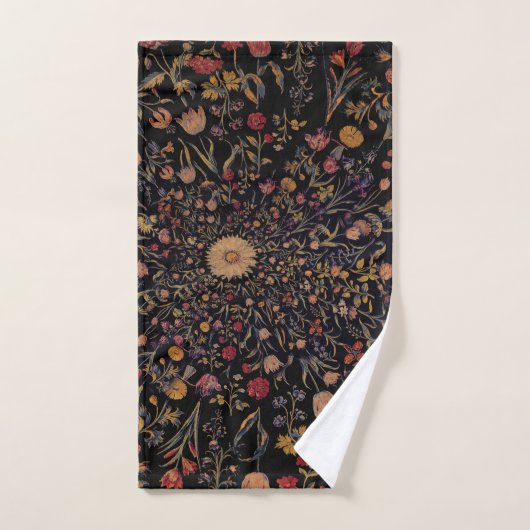 Medieval Flowers op Black Bath Towel Set Bad Handdoek (Handdoek)
