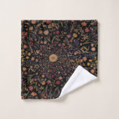Medieval Flowers op Black Bath Towel Set Bad Handdoek (Wasdoekje)