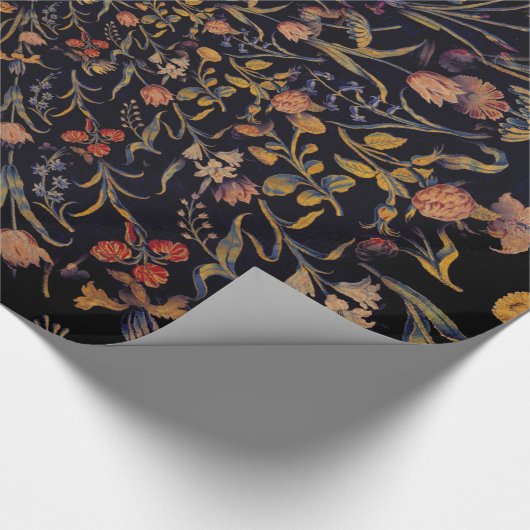 Medieval Flowers op Black Cadeaupapier (Hoek)